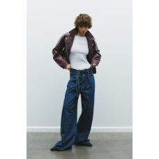 جاكيت نسائي جلد ماروني من زارا